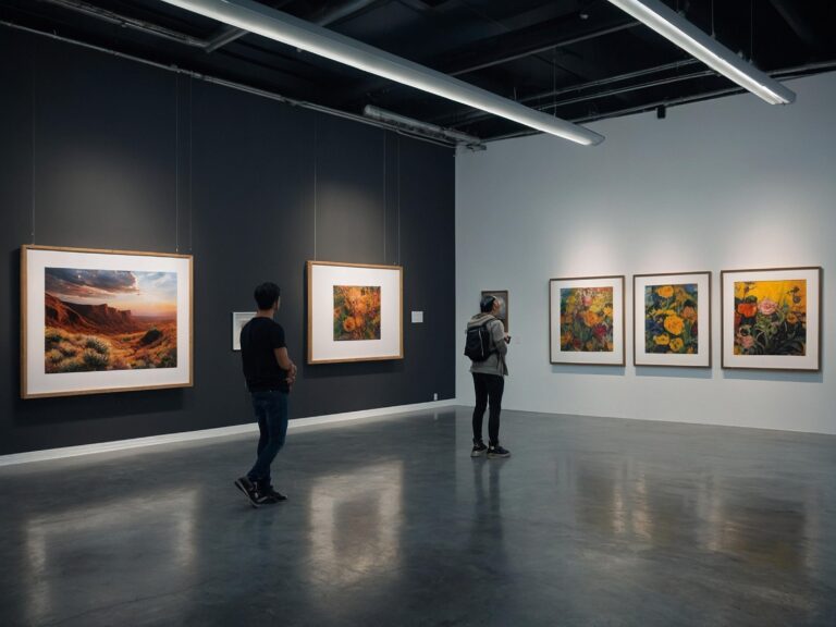 group people looking paintings wall 1